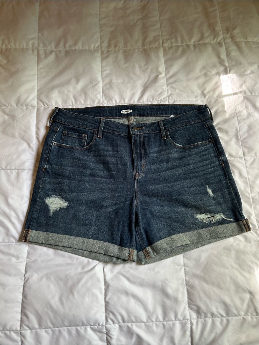 Old Navy Dark Blue Denim Shorts with Contrast Stitching